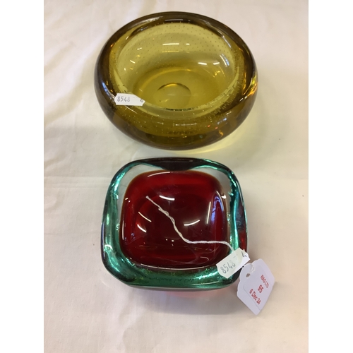 95 - Two Murano glass bowls, one having bubble inclusions