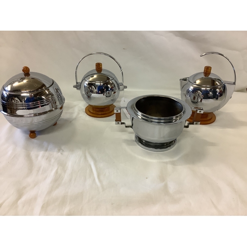 106 - A chromium plated Art Deco tea set