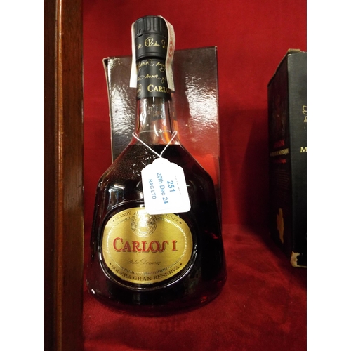 251 - A boxed 70cl bottle of Carlos I brandy