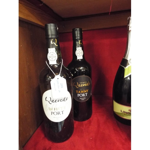 255 - A bottle of Porto Quevedo White Port and a bottle of Tawny Port