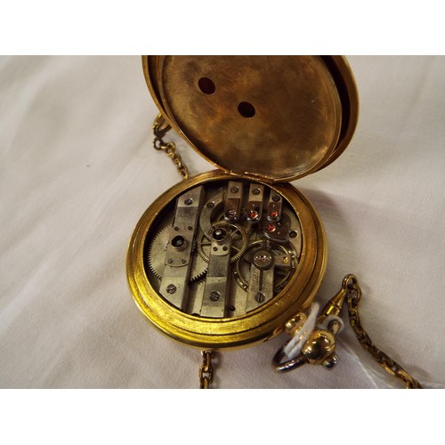 246A - A yellow metal pocket watch with chain