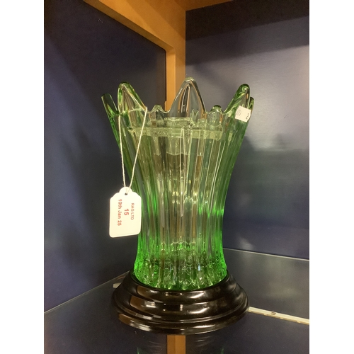 15 - A uranium glass vase on a glass stand