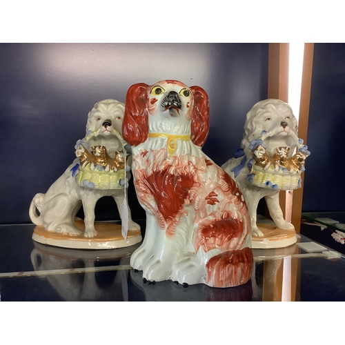 44 - A Victorian Staffordshire spaniel 7 1/2