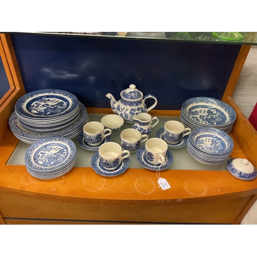 31 - A selection of Churchill blue and white china comprising of plates, tea-pot, cups and saucers etc