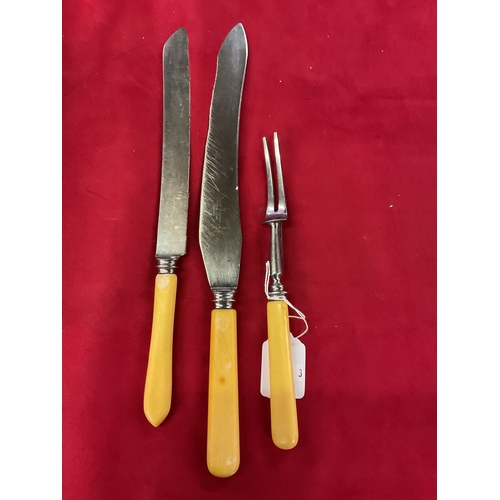 153 - A vintage bone handle carving set