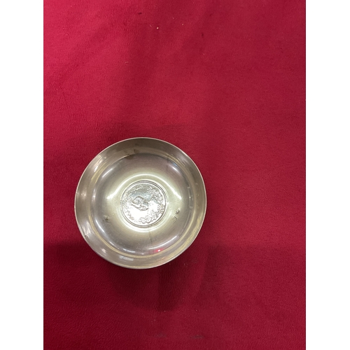 156 - A Persian silver coin pin dish weighing 1.72 oz