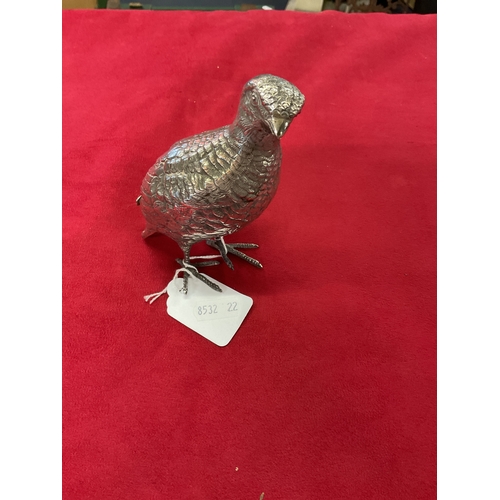 167 - A London 1965 silver partridge by Edward Barnard