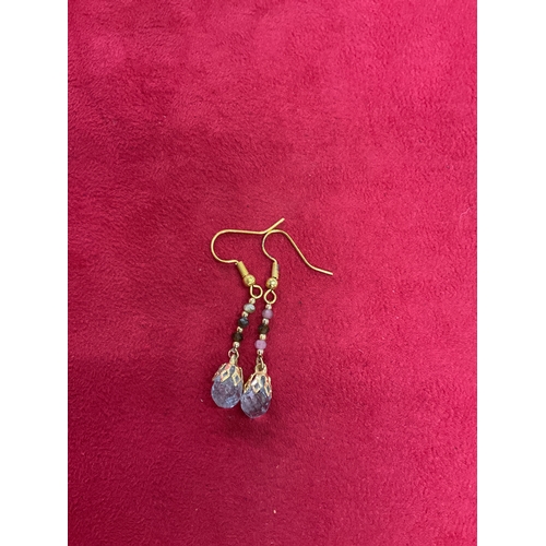 210 - A pair of aquamarine and tourmaline set earrings A/F