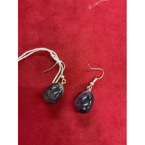 212 - A pair of Blue John earring with silver bails