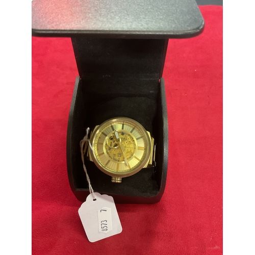 214 - A boxed gents gold tone Armani Exchange wristwatch