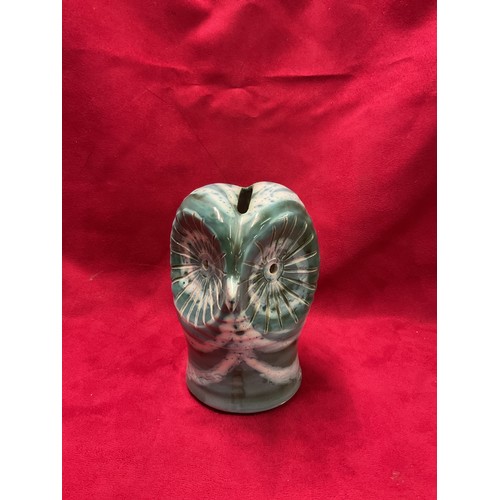 17 - A David Sharp Owl money box in blue colour way