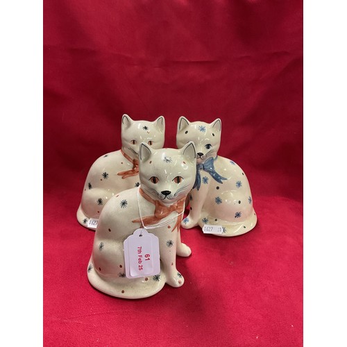 61 - Three Rye Pottery cats