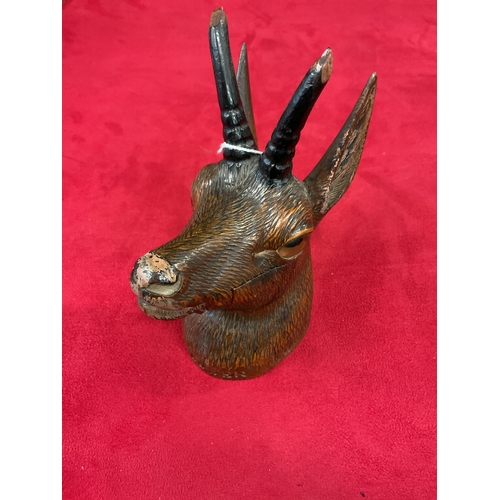 220 - A Blackforest carved deer's head inkwell