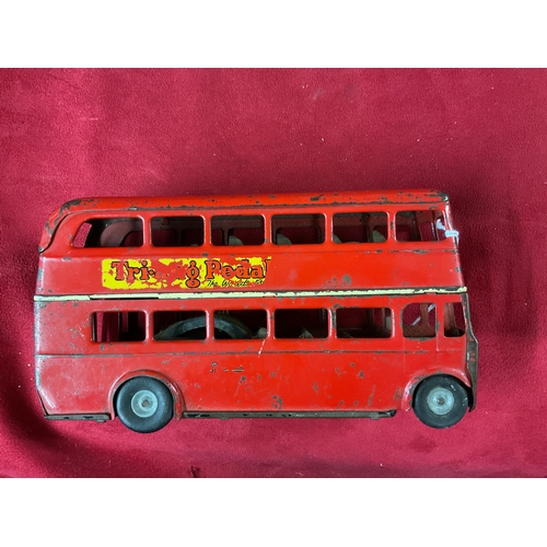 229 - A play worn Triang Minic Toys tin plate double decker bus