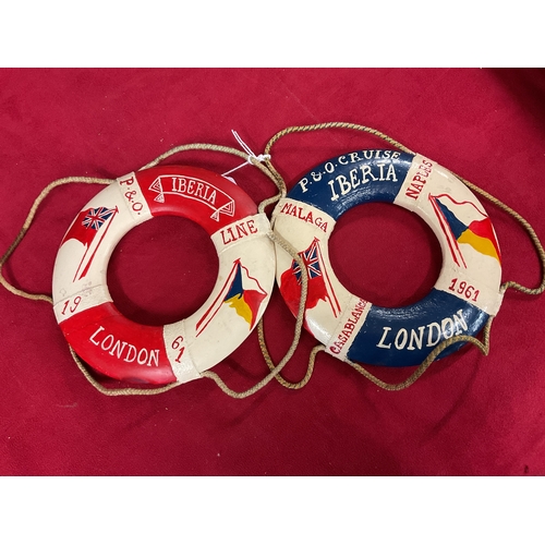 239 - Two 1961 P&O Cruise Iberia 'Life Ring' in red and blue colourway