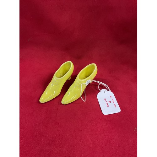 4 - A pair of rare yellow glazed David Sharp ladies shoes