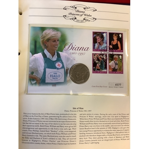 125 - An album of Princess Diana First Day covers and coins