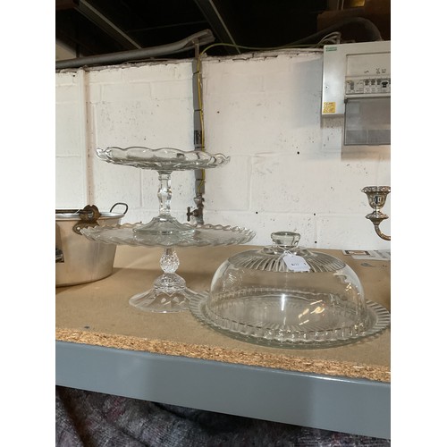 422 - Three glass cake display stands