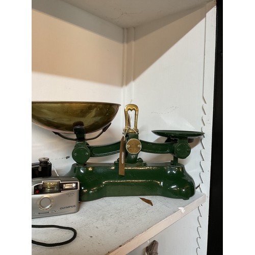 425 - A set of vintage green painted scales