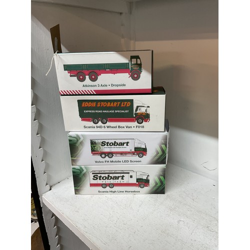 448 - Four boxed as new Atlas Edition Eddie Stobart lorries to include 'Atkinson 3 Axle Dropside', 'Scania... 