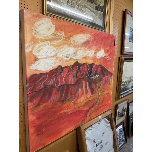 479 - A ROBERT NICHOLSON large abstract print on canvas 'Sunrise Mountain Scene', signed