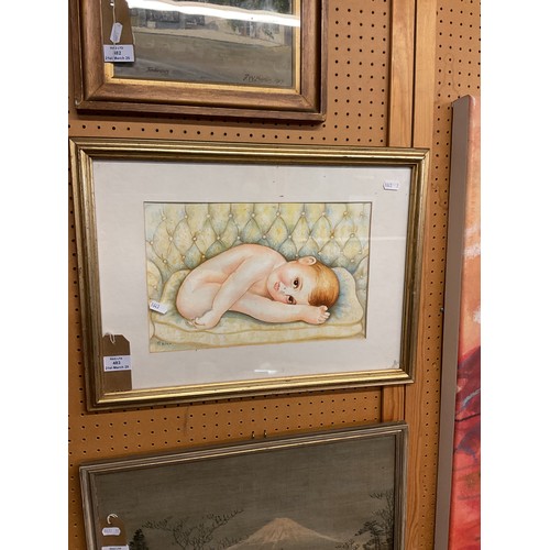 483 - A watercolour 'Baby' by Aziza Janssens