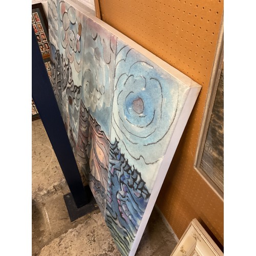 488 - A large Robert Nicholson abstract print on canvas