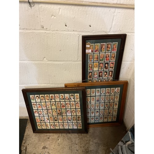 491 - Three framed sets of cigarette cards to include 'Cricketers', 'Film Stars' and 'Kings & Queen's'