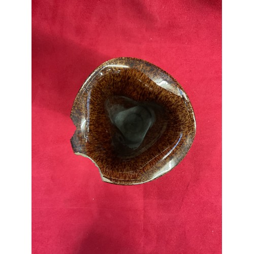 36 - A Rye Pottery brown glazed tankard, vase and bowl with applied hop and vine decoration all for resto... 