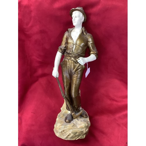71 - An Art Nouveau Theodore Schoop figurine 'Pheasant Farmer' signed to base 18