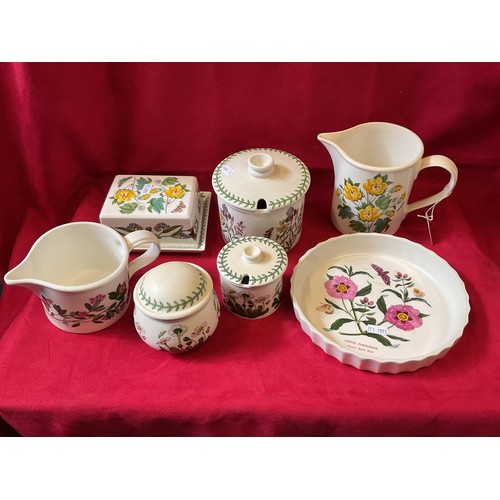 82 - A selection of Portmeirion 'Botanical Garden' jugs, preserve pots, cheese and flan dish (7)