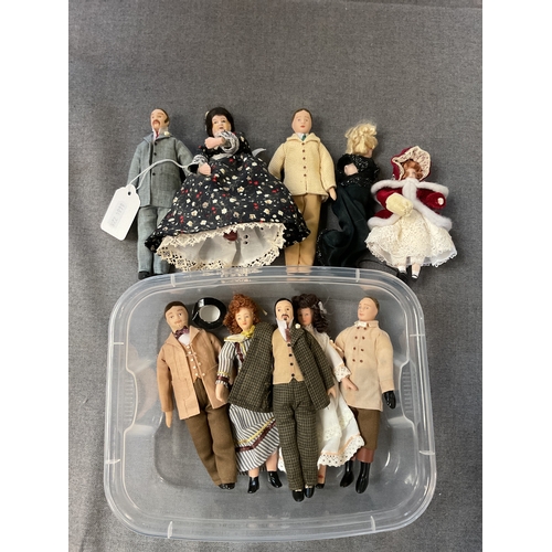 96 - Ten assorted dolls house figurines some bisque headed examples