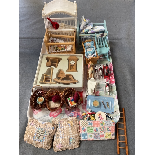 114 - A mixed selection of nursery dolls house furniture