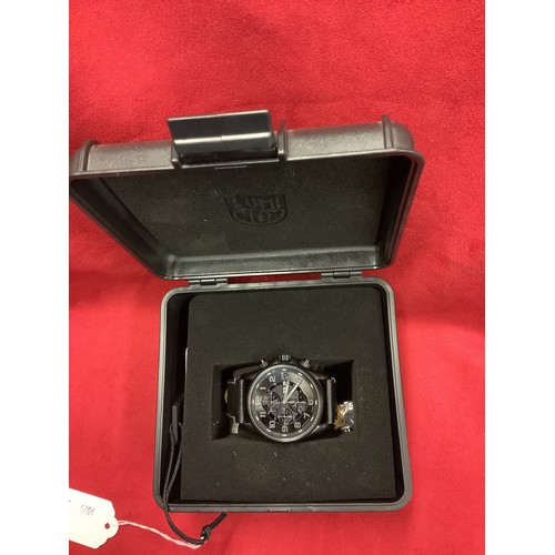203 - A boxed as new Luminox XL 1764 gent's stainless steel water resistant wristwatch with black leather ... 