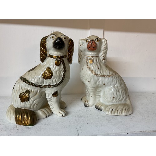 327 - Two vintage fireside chainy dogs