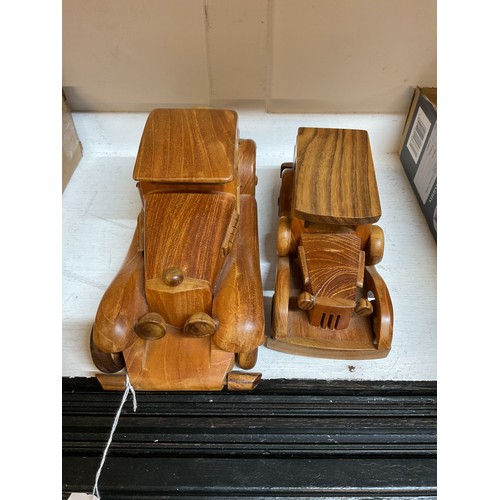 336 - Two handmade wooden model cars
