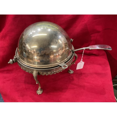 83 - A silver-plated revolving soup/sauce tureen with ladle