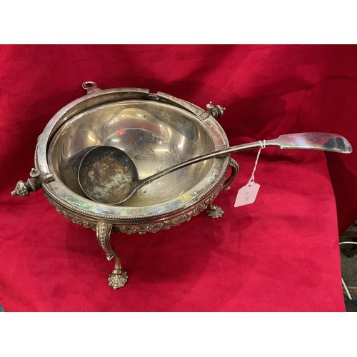 83 - A silver-plated revolving soup/sauce tureen with ladle