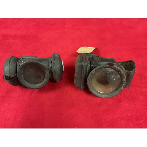 120 - Two vintage black painted bicycle lamps