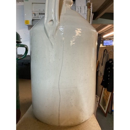 301 - Two vintage stone-ware flagons together with a small green painted dustbin