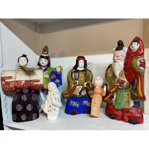 330 - Six Japanese plaster figurines