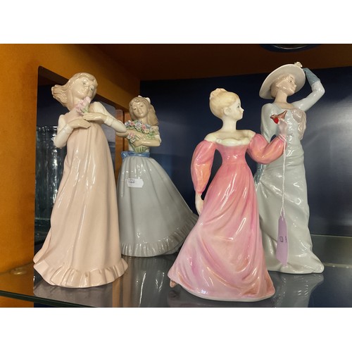 74 - Four assorted porcelain figurines to include Coalport A/F