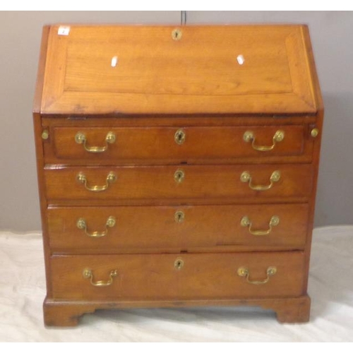 2 - C18th Small Country Bureau, fall enclosing fitted nest of pigeon holes, small drawers & central door... 