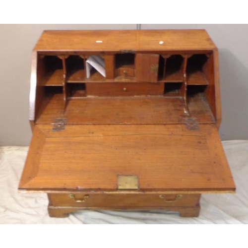 2 - C18th Small Country Bureau, fall enclosing fitted nest of pigeon holes, small drawers & central door... 