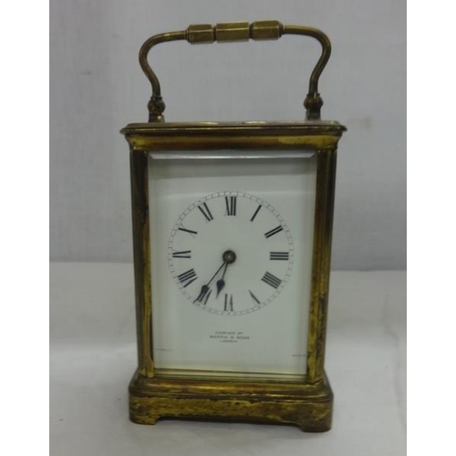 220 - Late C19th/Early C20th Mappin & Webb Brass Cased Carriage Clock, French movement, original escapemen... 