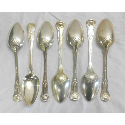 235 - Silver Kings Pattern Serving/Soup Spoons, maker FH, London 1834 (7)