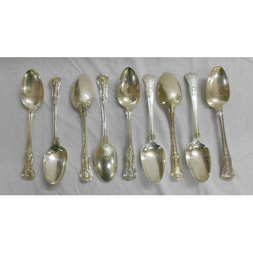 234 - C19th Silver Kings Pattern Serving/Soup Spoons by George Angel, 4 x London 1840, 4 x London 1859 & 1... 