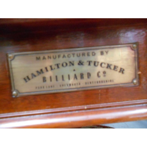 21 - C20th Hamilton & Tucker Snooker/Dining Table on 4 bold turned supports, rise & fall mechanism, no. 7... 