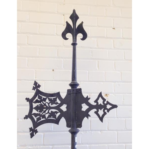 45 - Large Black Painted Weathervane with leaf & scroll decoration, compass points in white with pierced ... 