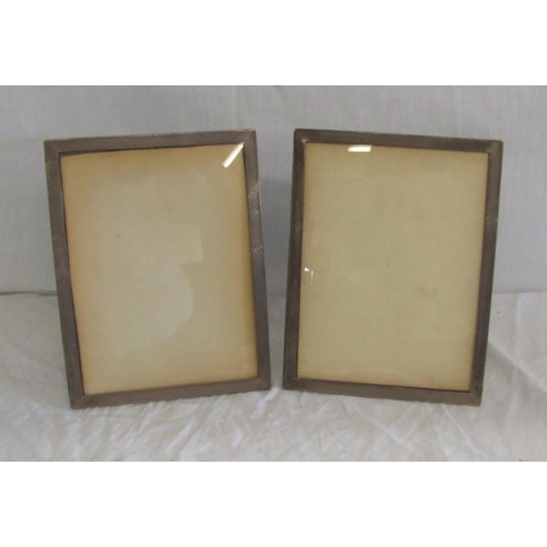 246 - Pair Engine Turned Silver Photograph Frames with hardwood backs, easel stands, both hallmarked for B... 